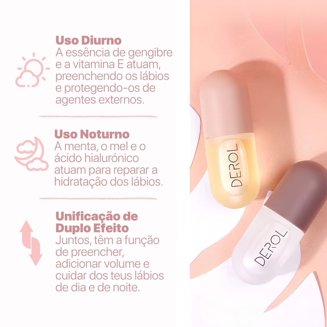 Voluminizador de Lábios com Vitamina E - Derol™ Kit | 1+1 GRÁTIS