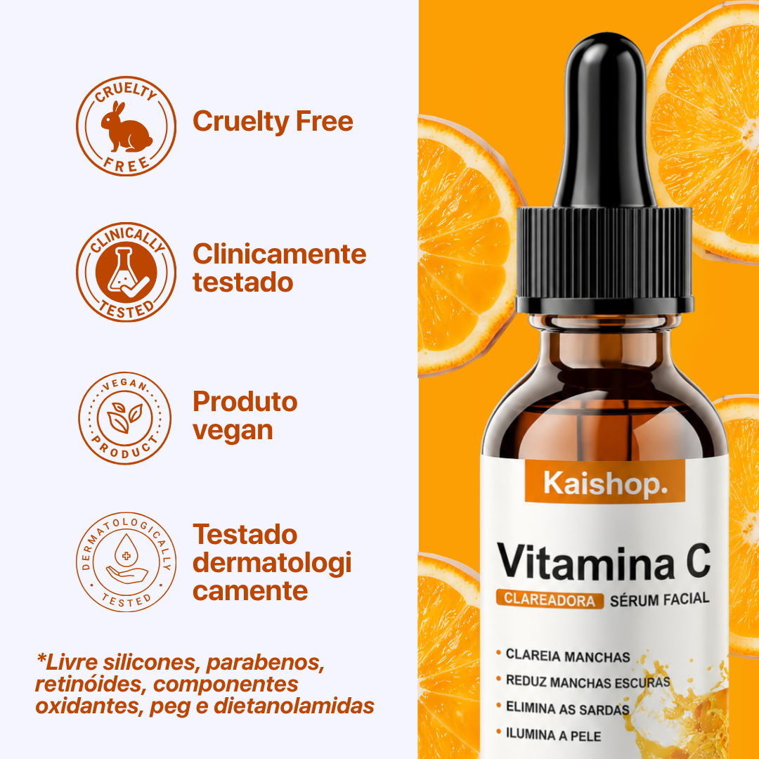 SÉRUM CONCENTRADO de VITAMINA C, COLAGÉNIO e ÁCIDO HIALURÓNICO | SKIN C SERUM™ (1 + 2 GRÁTIS)