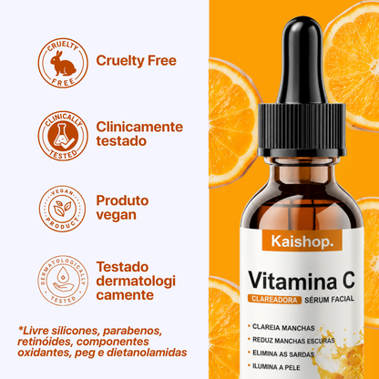 SÉRUM CONCENTRADO de VITAMINA C, COLAGÉNIO e ÁCIDO HIALURÓNICO | SKIN C SERUM™ (1 + 2 GRÁTIS)